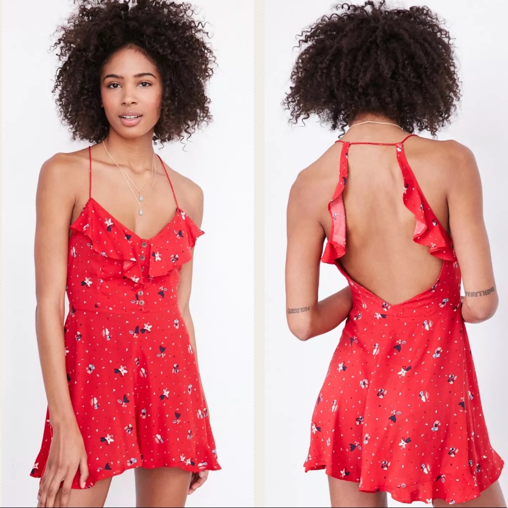 NWT UO Kimchi Blue Ruffle Hem Fit + Flare Romper